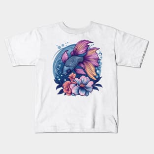 Cute Fish  with Flowers Kids T-Shirt